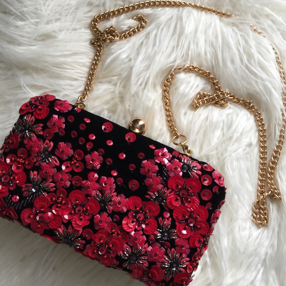 JCREW BEADED VELVET EMBELLISHED CLUTCH NWT